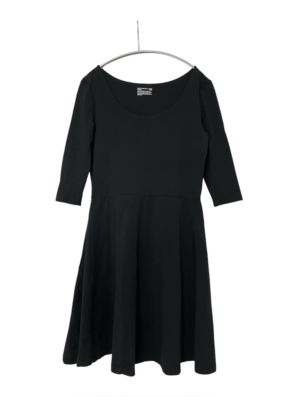 Pact Organic Black Scoop Neck Skater Fit Dress